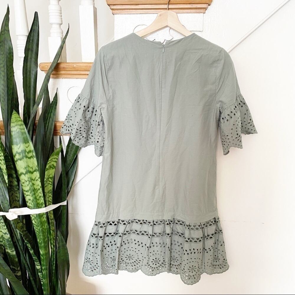 Madewell Eyelet Drop-Waist Dress light green sz S - Picture 10 of 10